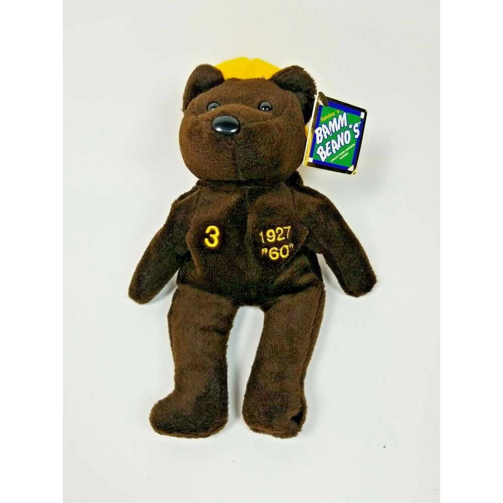 Salvino's Bamm Beano's MLB Babe Ruth #3 Plush Bear Beanie 1927 Home Run "60"